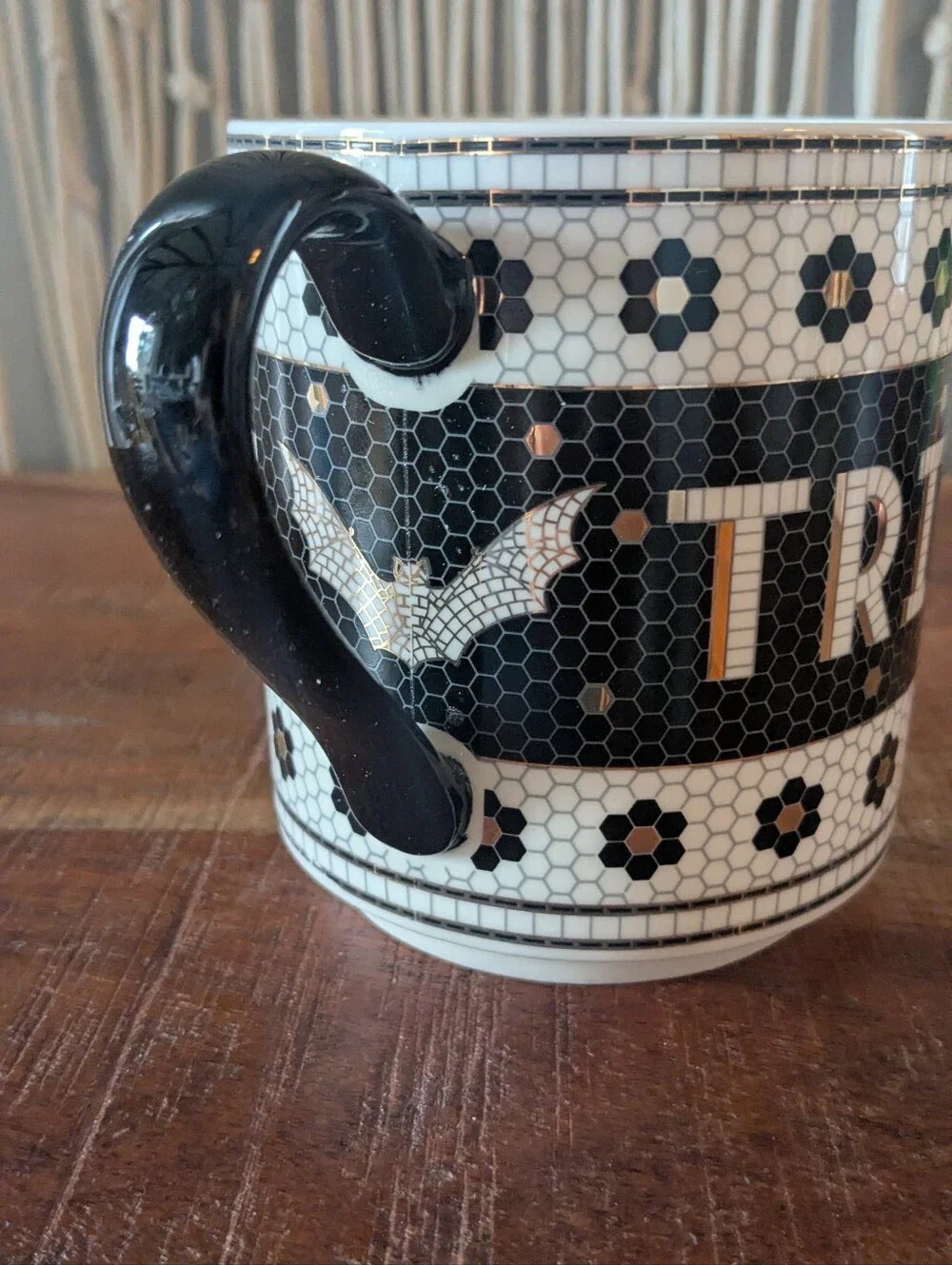 Anthropologie Halloween Mug Subway Tile Trick Or Treat New